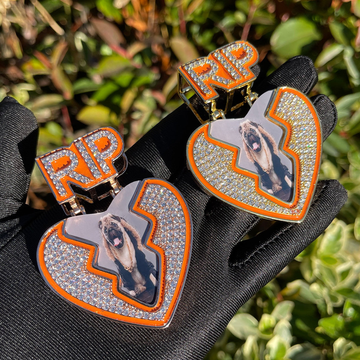 Custom Made Broken Heart Rip Bail Bling Hip Hop Pendant Chain Necklace