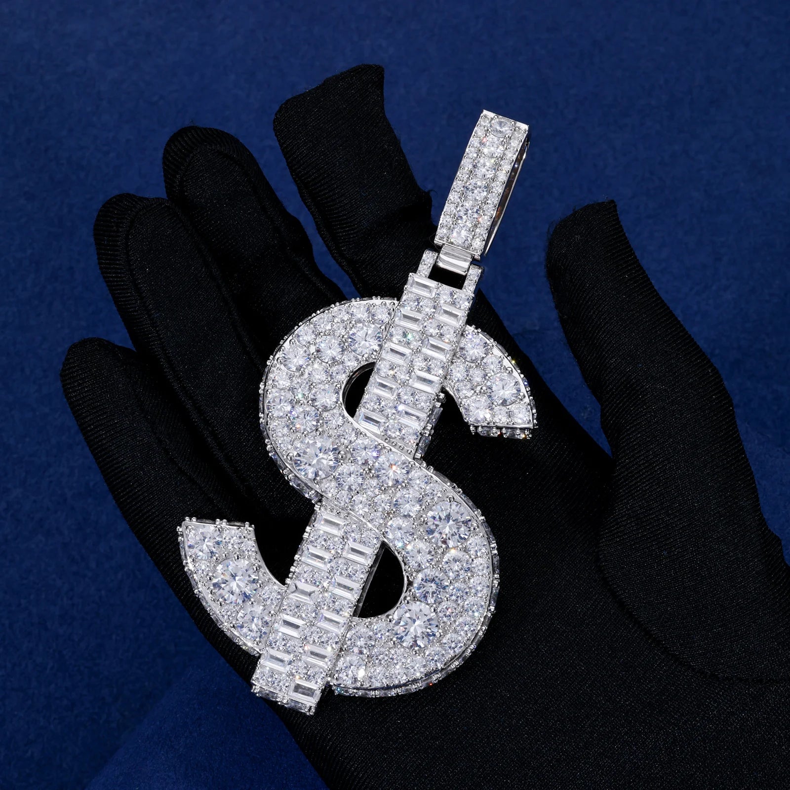 Big Dollars | Hip Hop 925 Silver I Make Big Dollars Moissanite Dollar Sign Pendant