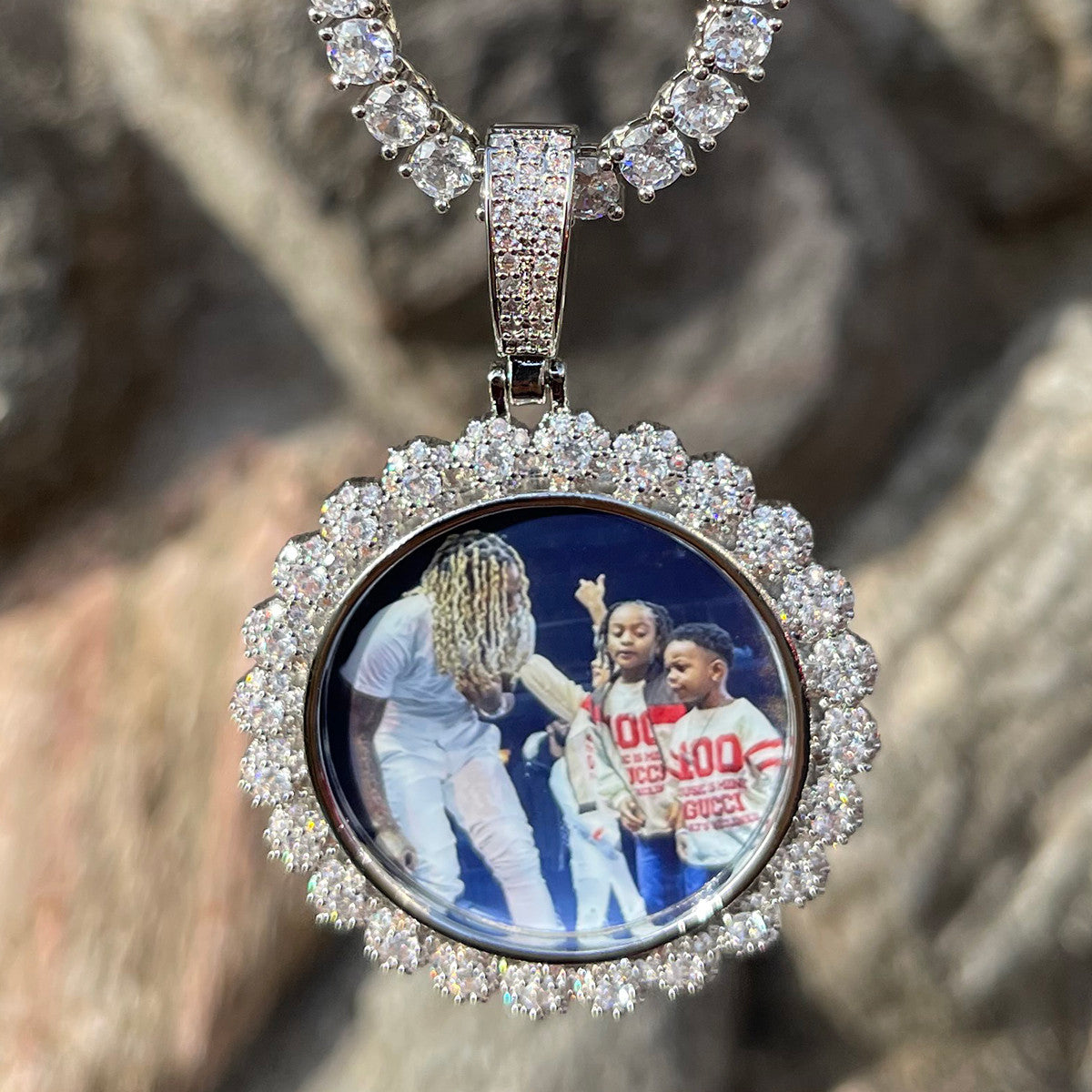 Photo Bomb | Custom Made VVS Diamond CZ Cluster Stone Picture Necklace