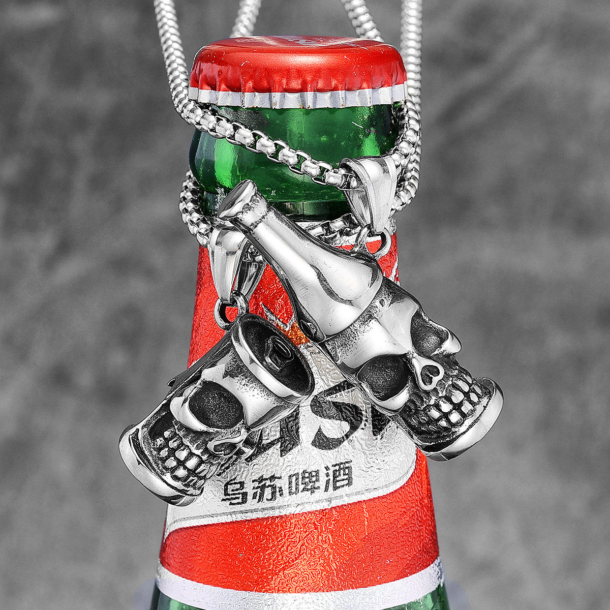 Can Beer Bottle Opener | 316L No Fade Stainless Steel Gothic Skull Streetwear Pendant