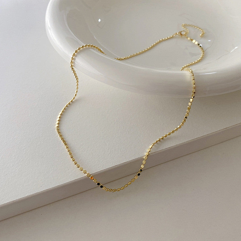 18k Gold Double Layers 14K Gold Plated Box Herringbone Chain Choker Necklaces