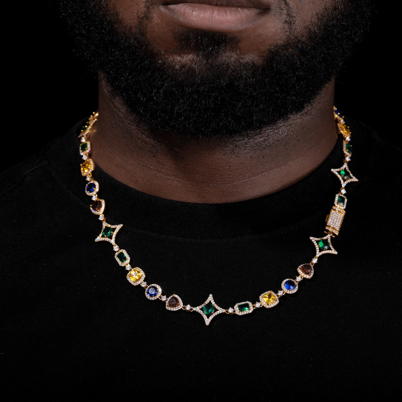 Star Trails | Solid Sterling Silver Moissanite Diamond Colorful Gemstone Hip Hop Chain