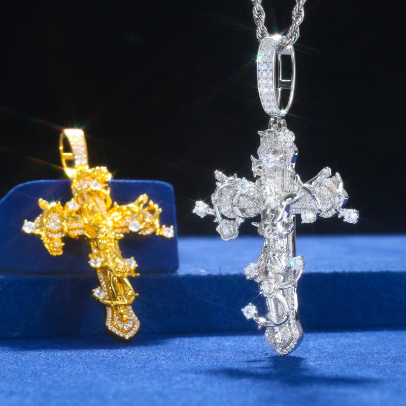 Thorns of Salvation | Original Design Iced Blinged Out 925 Moissanite Diamond Cross