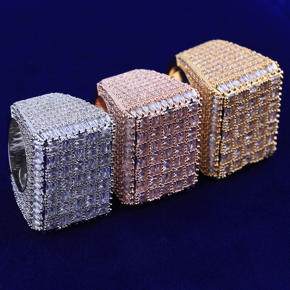 Iced Brigade | VVS Diamond CZ 24k 925 Silver Rose Gold Hip Hop Rings