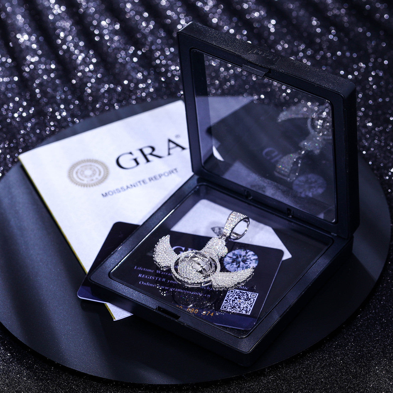 The King | Moissanite Diamond Rotating Globe Wings Crown Hip Hop Pendant