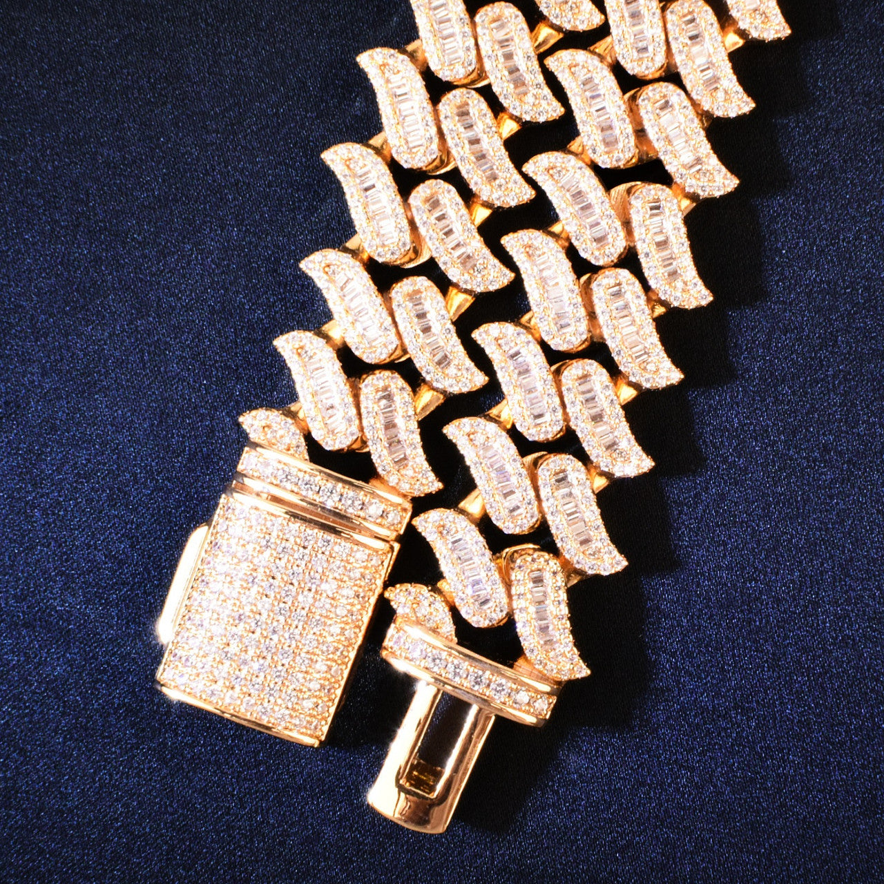 Fire Boy Baguette | VVS Diamond CZ Baguette Iced Blinged Out Fire Boy Cuban Link Chain Necklace
