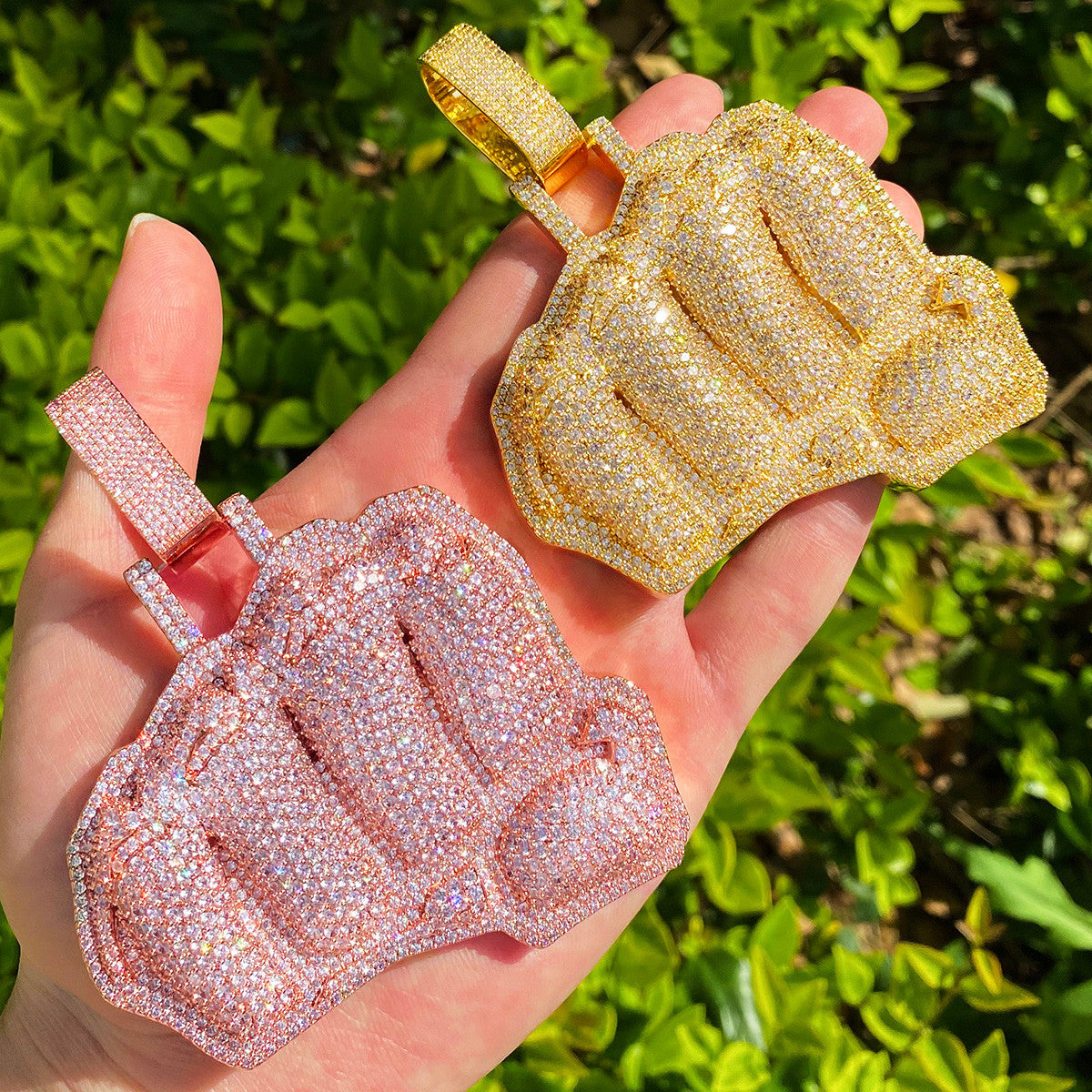 Fist Pound Town | VVS Diamond CZ 24k Gold Iced Blinged Out Pound Fist Hip Hop Pendant