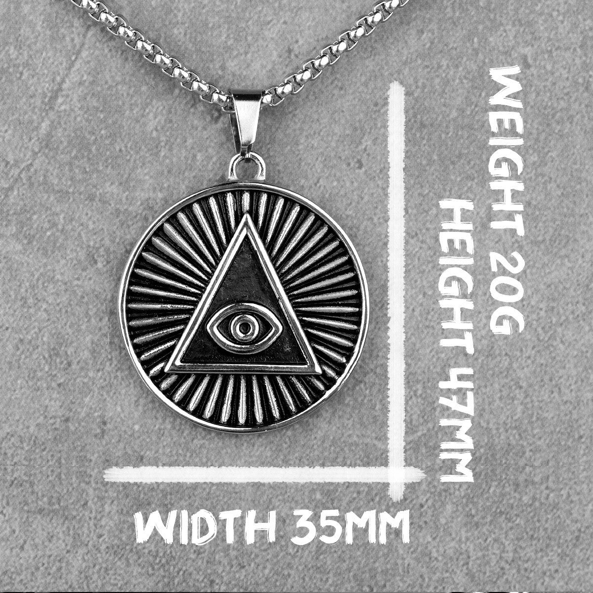 Triangle Eye | Solid Stainless Steel Illumination All Seeing Eye Pyramid Pendant