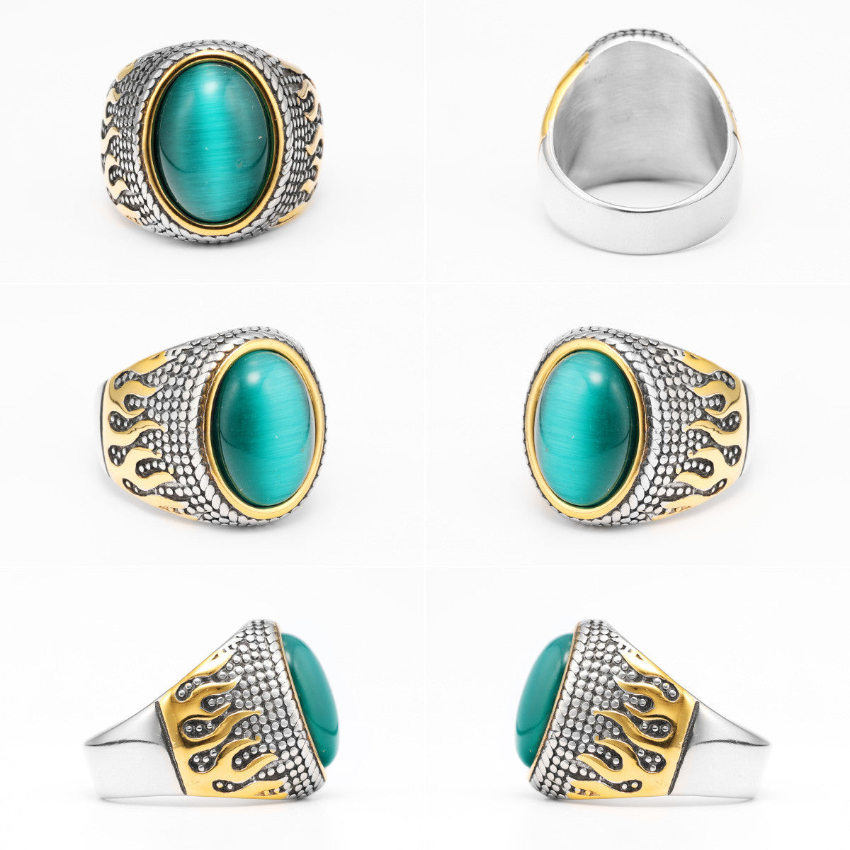 The Blackstone | 316L No Fade Stainless Steel Simple Gemstone Hip Hop Ring