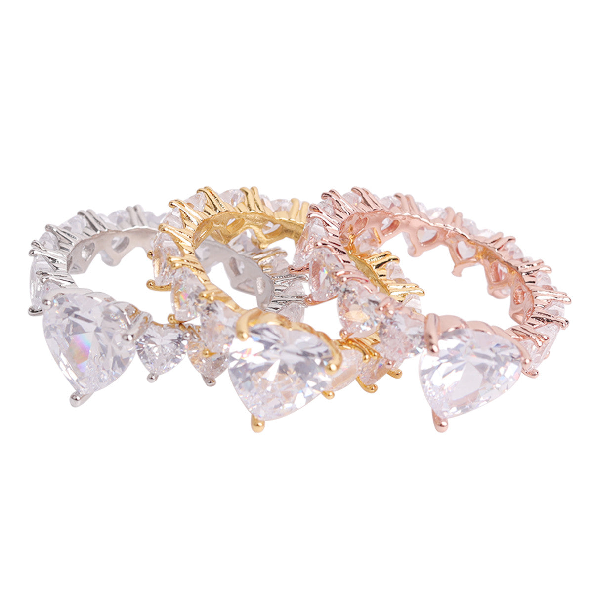 Loyal Heart | Prong Set Solitaire 24k 925 Silver Rose Gold Luxury Bling Rings