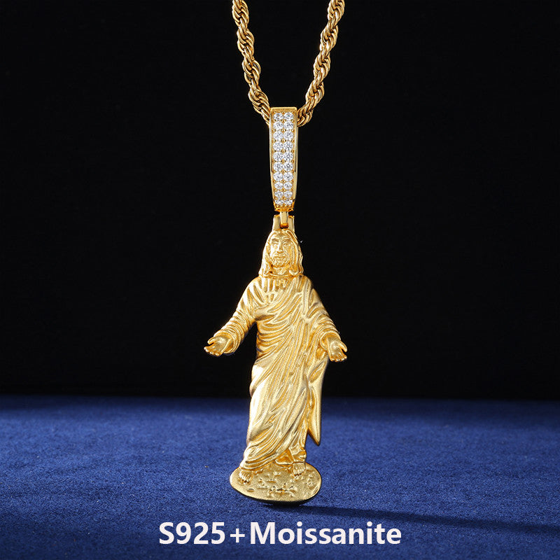 Thou Art Jesus | Hip Hop 18K Gold 925 Sterling Silver Moissanite Diamond Jesus Piece Pendant Chain