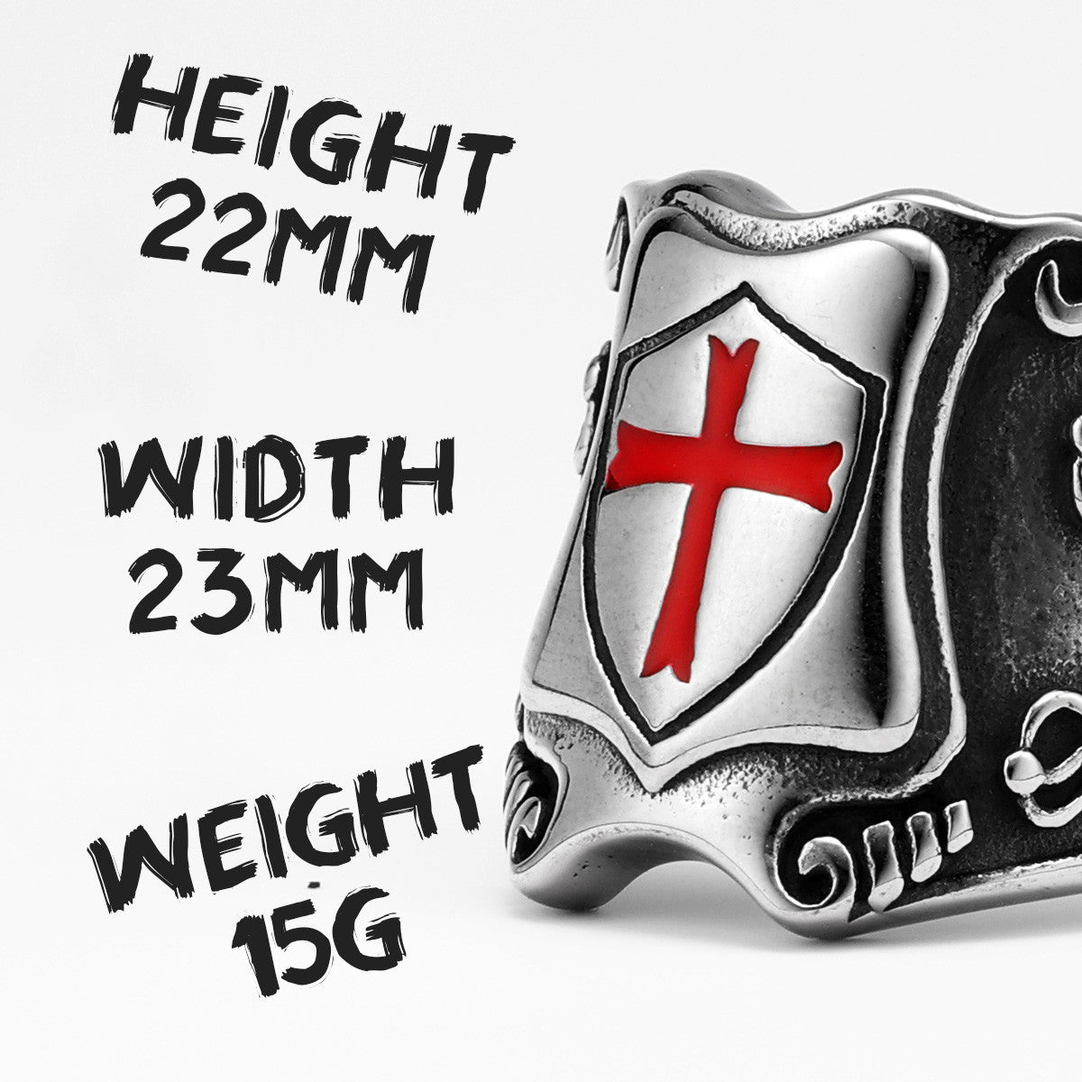Catholic Crusader | Sold Stainless Steel Designer Red Cross Men Rings