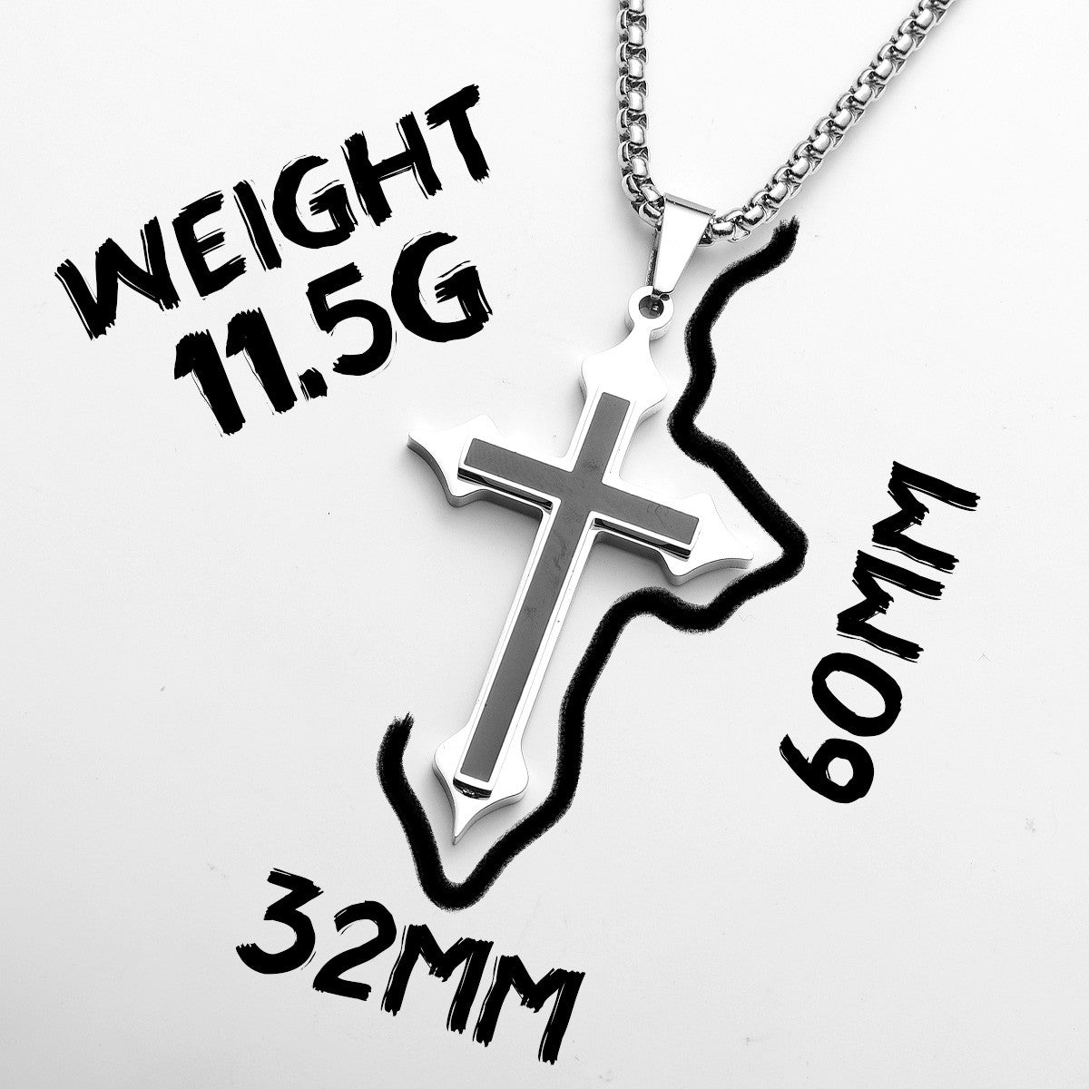 Double Layer Cross | 316L Men's No Fade Stainless Steel Simple Spiritual Cross Pendant