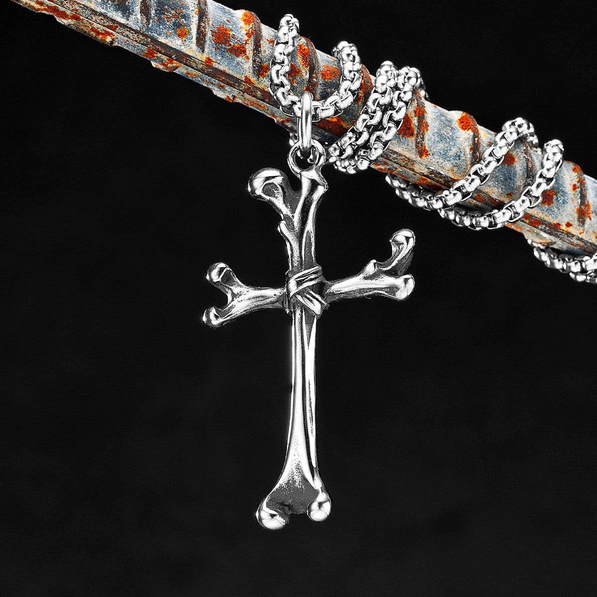 The Bone Doctor | No Fade solid Stainless Steel Hip Hop Bone Cross Pendant