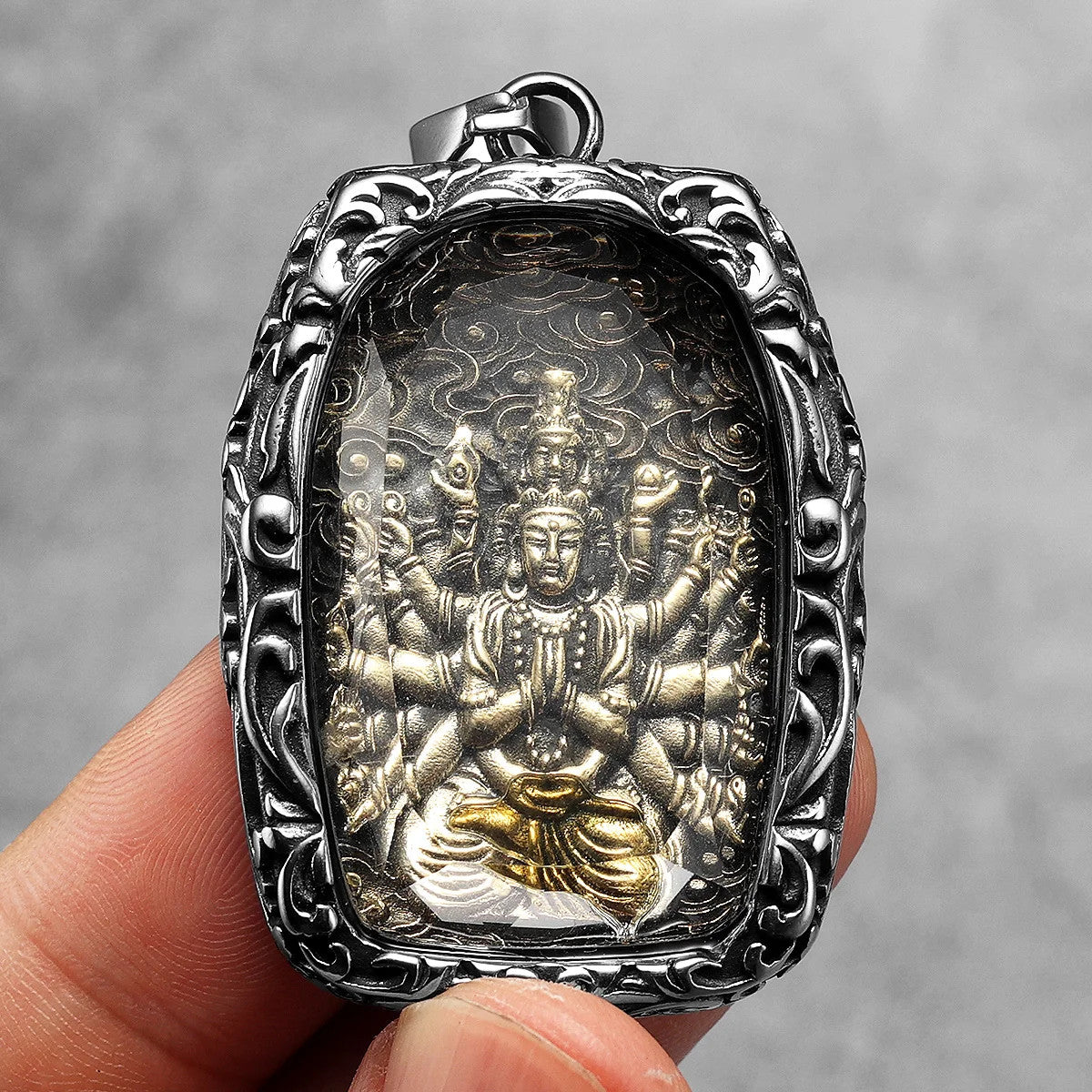 Buddhism Buddha Collection | 316L Stainless Steel Glass Amulet Spiritual Pendant