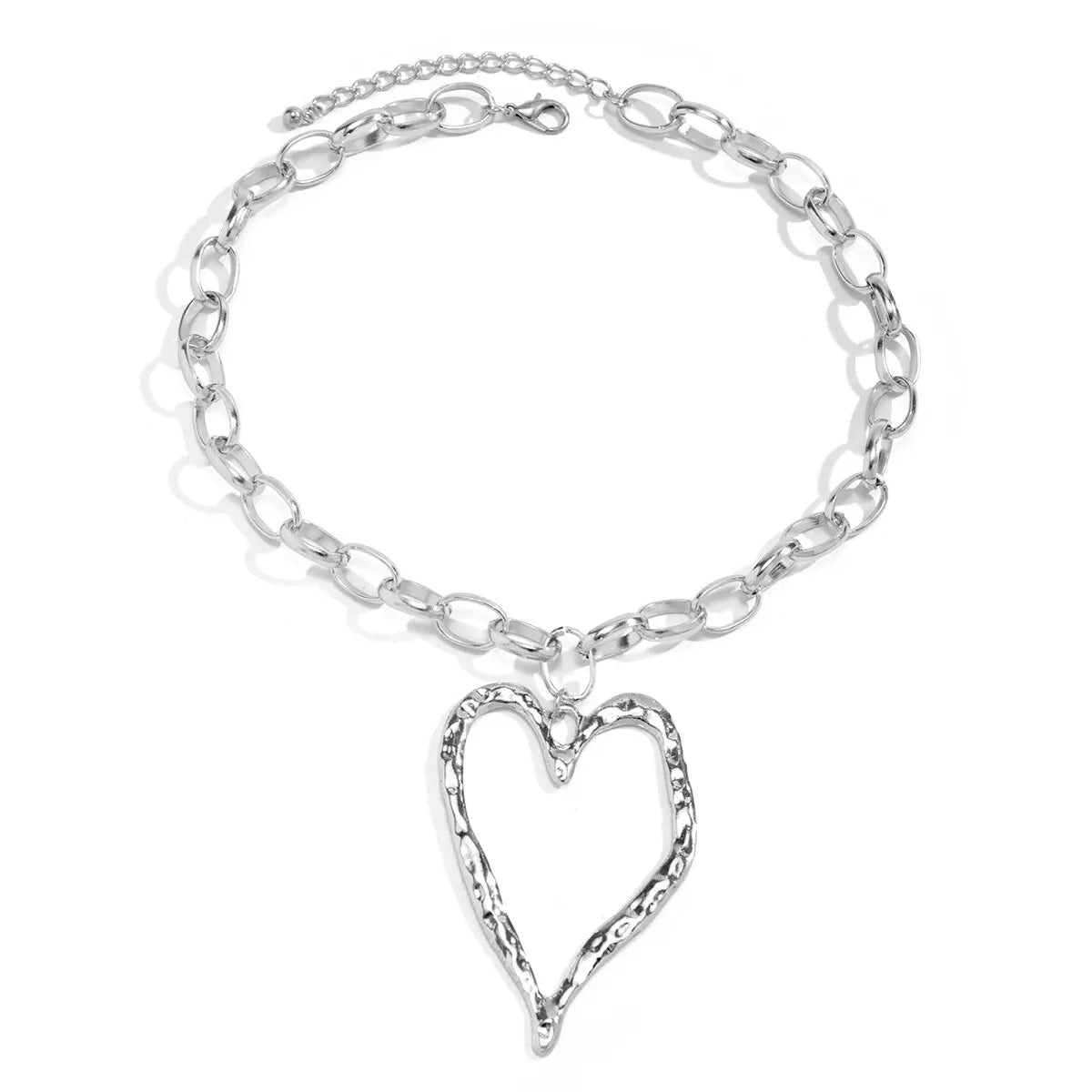 Ladies Big Heart Big Love Hip Hop Thick Rolo Link Pendant Chain Necklace