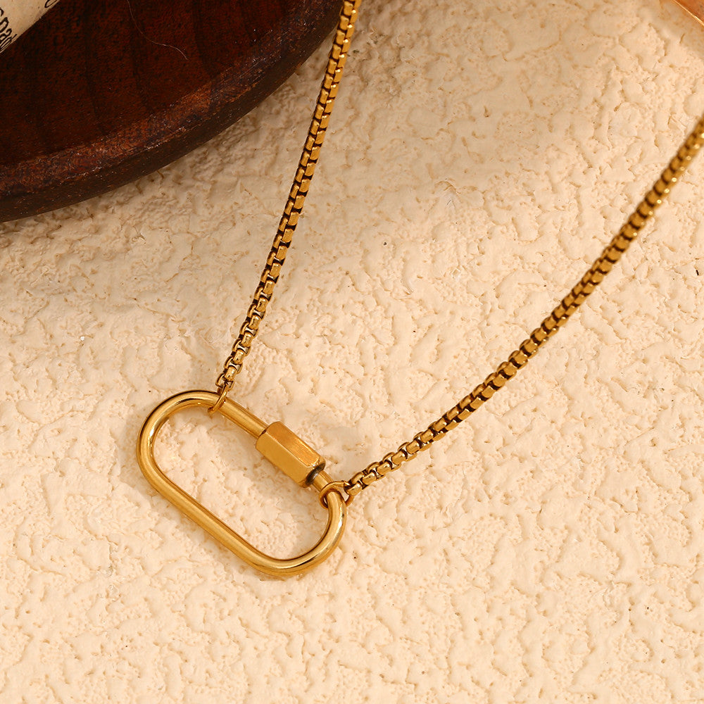 Womens S/L Size 18k Gold Waterproof Handmade Stainless Steel Buckle Pendant Necklace