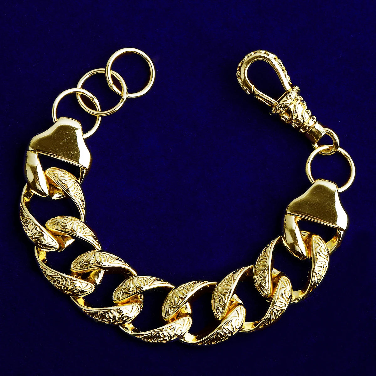 Designer Link | Designed Pattern Belcher Clasp Hip Hop Cuban Link Bracelet