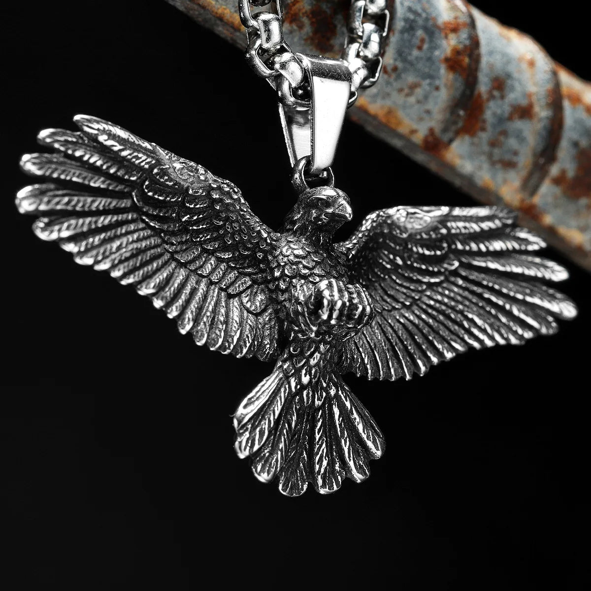 Time To Fly | Wings Spread Landing Eagle No Fade 316L Stainless Steel Street Wear Pendant
