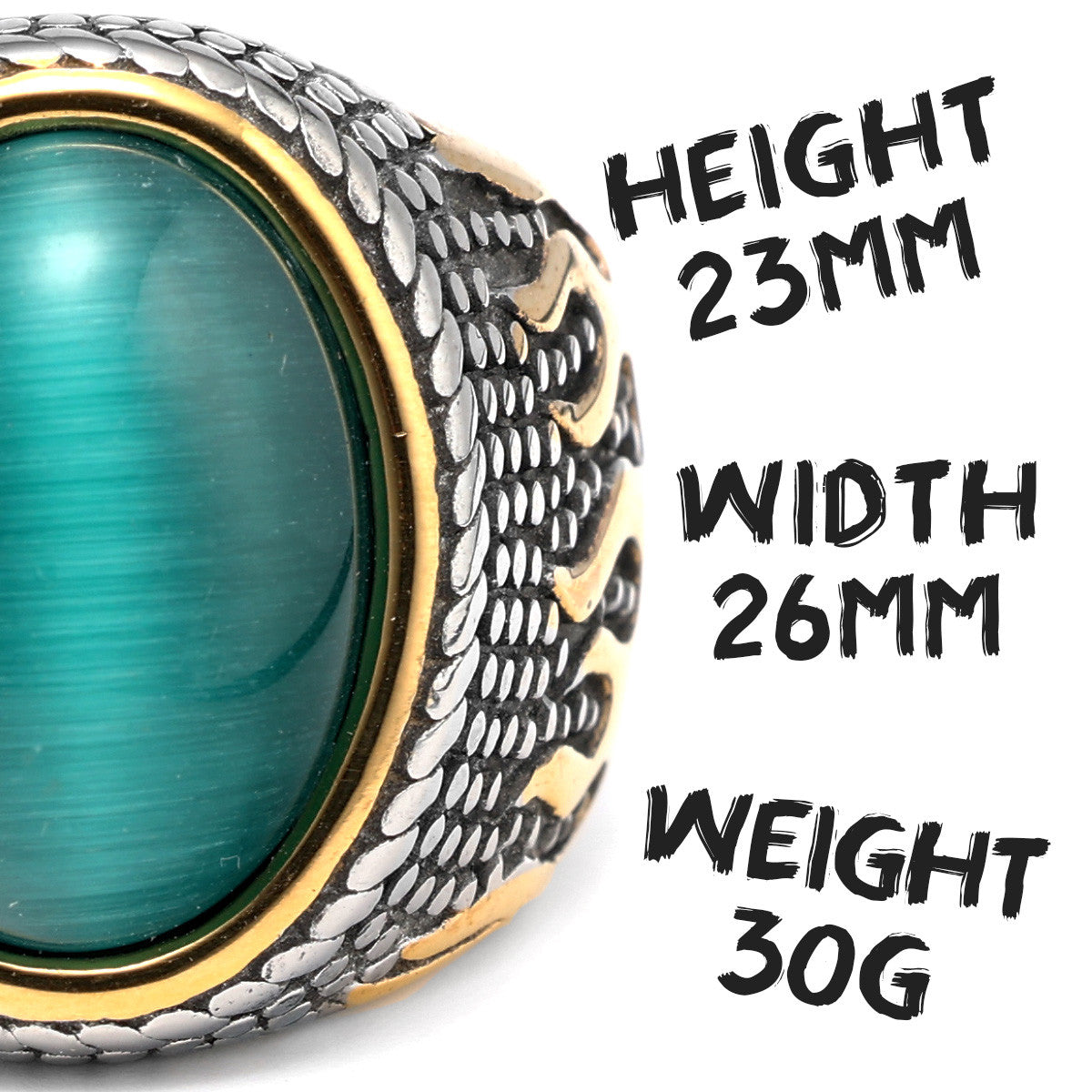 The Blackstone | 316L No Fade Stainless Steel Simple Gemstone Hip Hop Ring