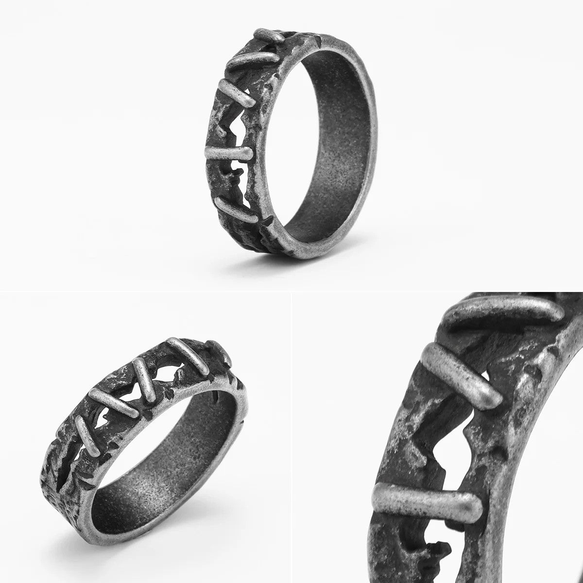 Snitches Get Stitches ll | Retro Stainless Steel Suture Men's Unique Personality Rings