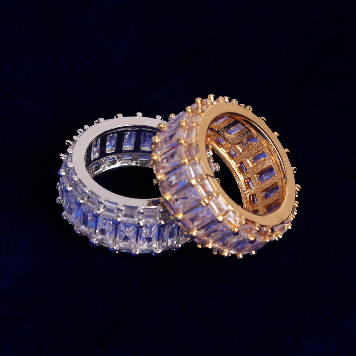 The Wheels Of Ice | VVS Diamond CZ Baguette Iced 4 Prong Set Blinged Out Rings