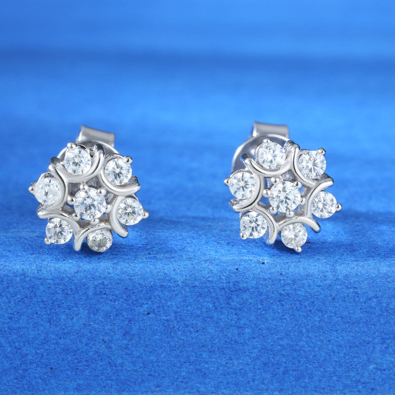 Snow Flower | VVS Moissnaite Diamond Sterling Silver Hip Hop Iced Blinged Out Earrings