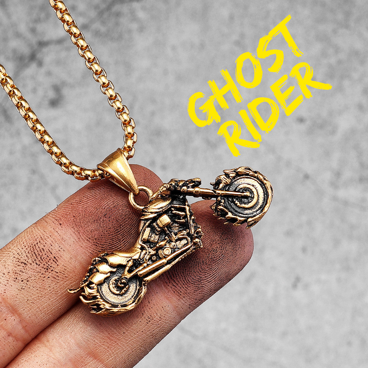 Ghost Rider | Street Wear No Fade Stainless Steel Motor Cycle Bike Pendant Chain Necklace
