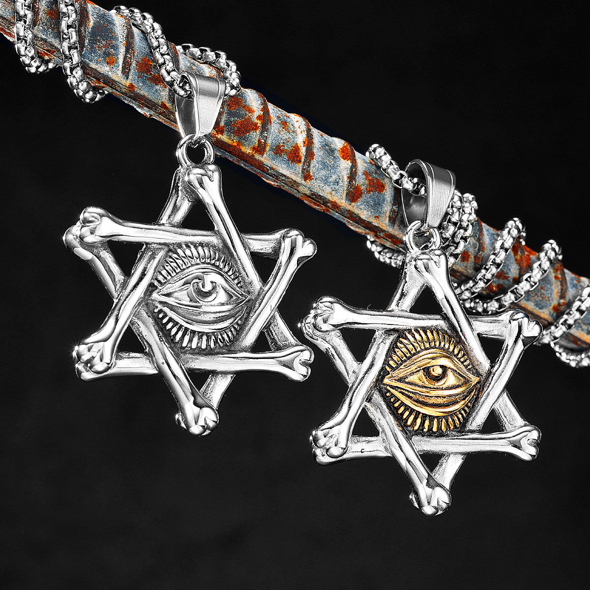 Eye Of Horus | No Fade Solid Stainless Steel Bone Star Eye Hip Hop Pendant