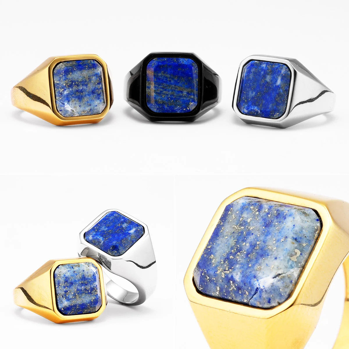 The Galaxy | 14k Gold Black over No Fade Stainless Steel Interstellar Starry Sky Men Rings