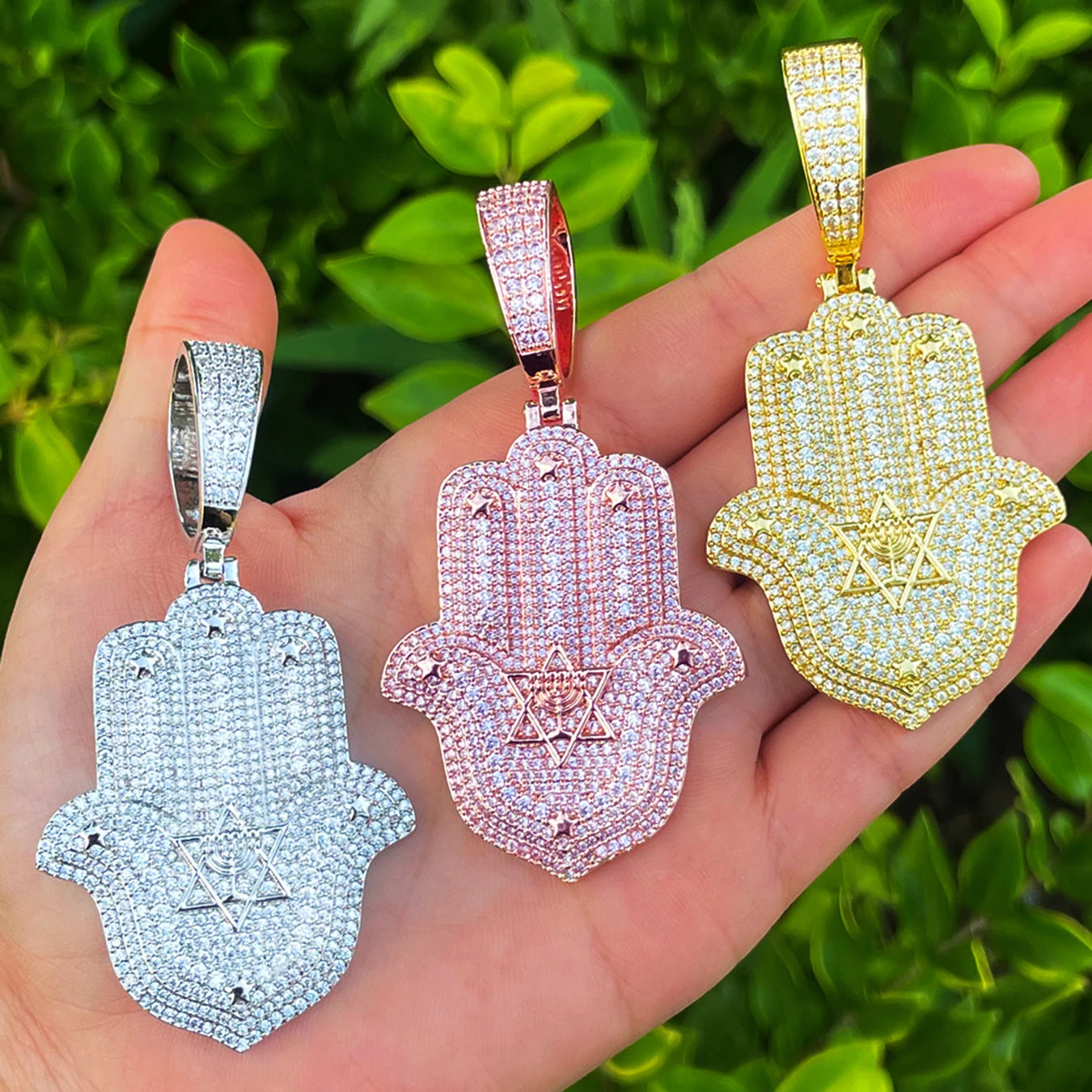 Hamsa Star Of David | VVS Diamond CZ 5AA+ Hamsa Hand Hip Hop Pendant