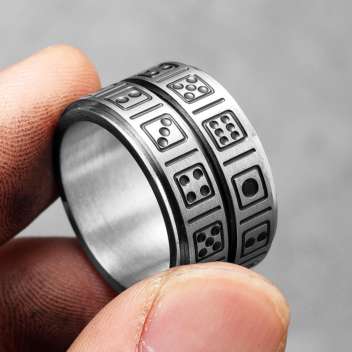 Dice Sieve | 316L No Fade Solid Stainless Steel Lucky Amulet Rotating Dice Ring
