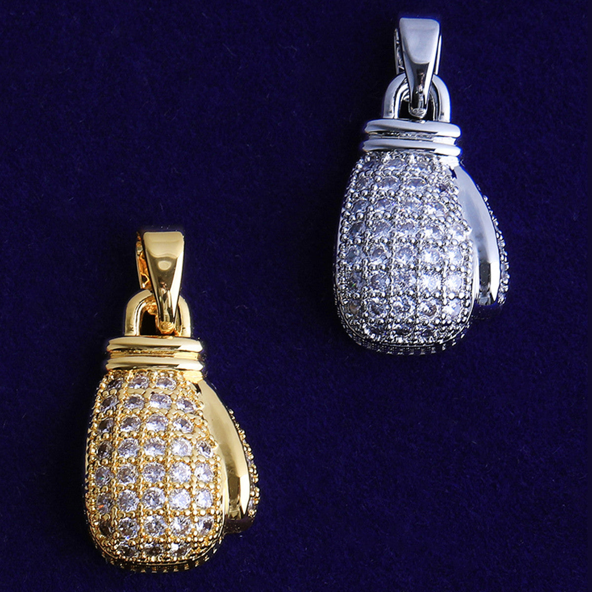 The Champ | VVS Diamond CZ Rose Gold 925 Silver 24k Luxury Hip Hop Boxing Gloves Pendant
