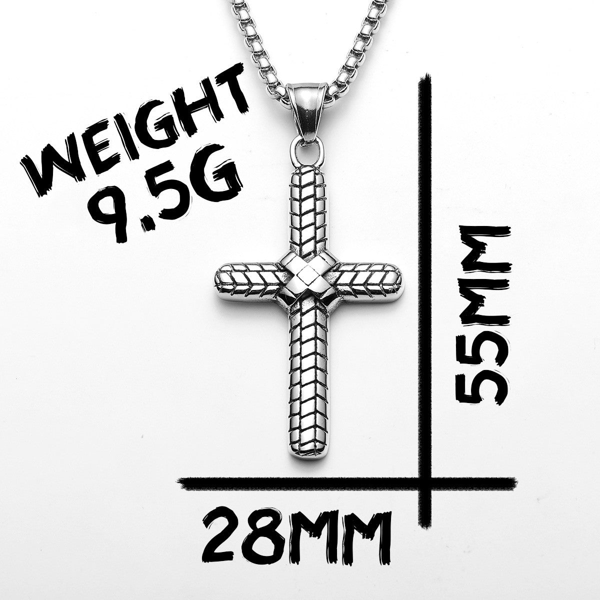 Snake Skin | Simple 316L No Fade Stainless Steel Ribbon Cross Pendant