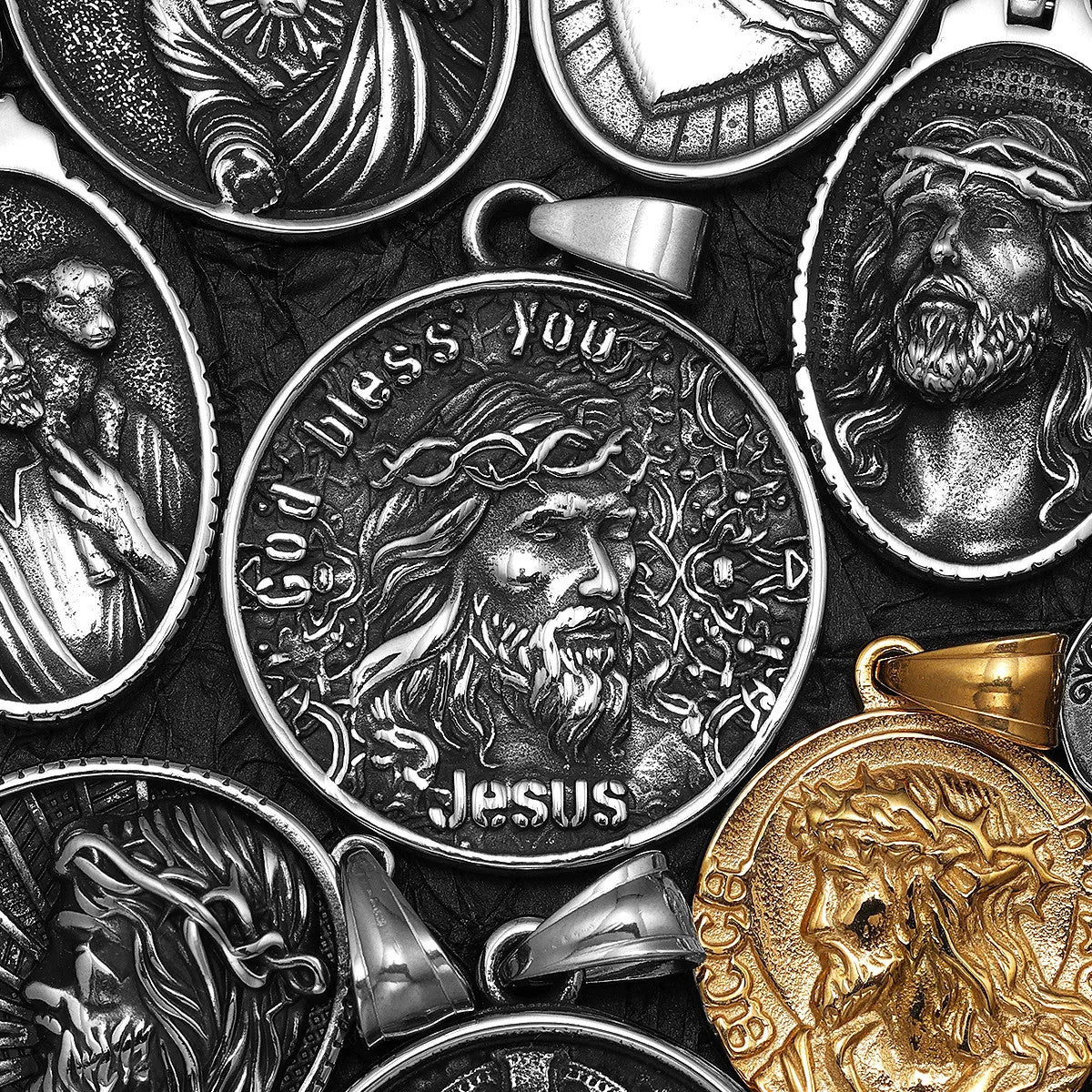 Jesus Heart Collection | 316L No Fade Stainless Steel Men's Spiritual Pendant Chain