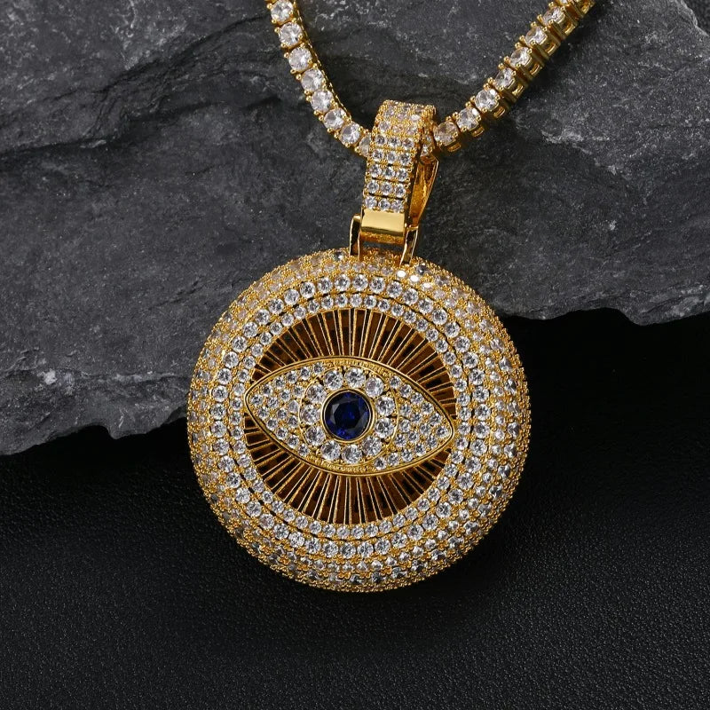 All Seeing Eye ll|Flooded Ice 24k 925 Silver Rose Gold 5AA+ Hip Hop Iced Pendant