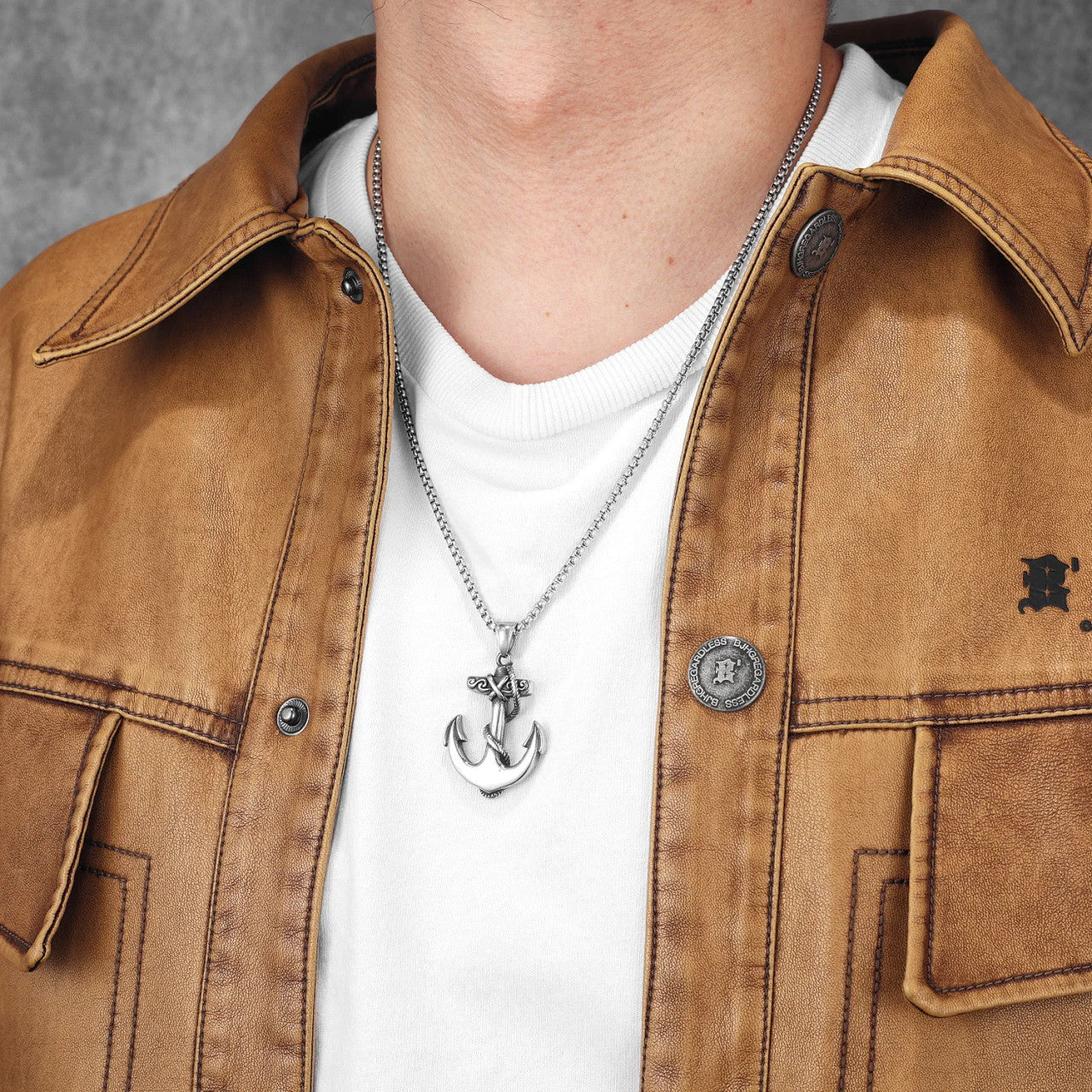 Pirate Anchor | Solid Stainless Steel Nautical Cross Anchor Pendant Chain Necklace