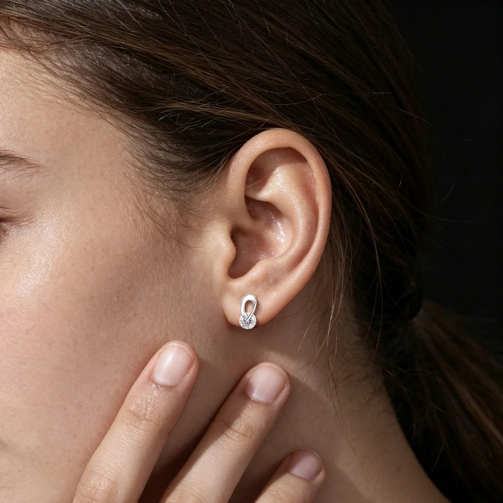 The Halo | 925 Solid Sterling Silver Round Loop Huggie VVS Moissanite Stud Earrings