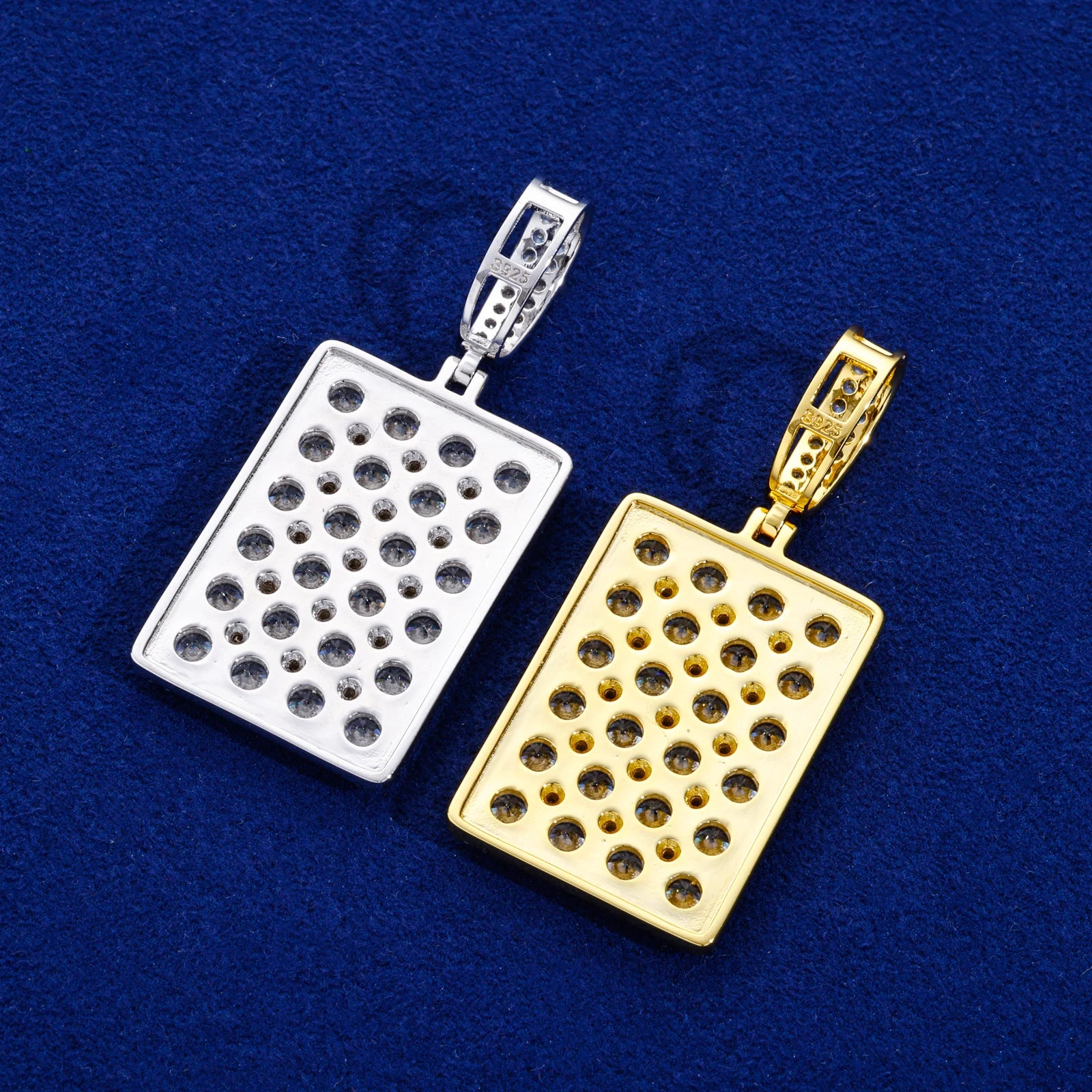 The Spark | VVS Iced Blinged Out Moissanite Diamond Dog Tag 925 Sterling Silver Pendant