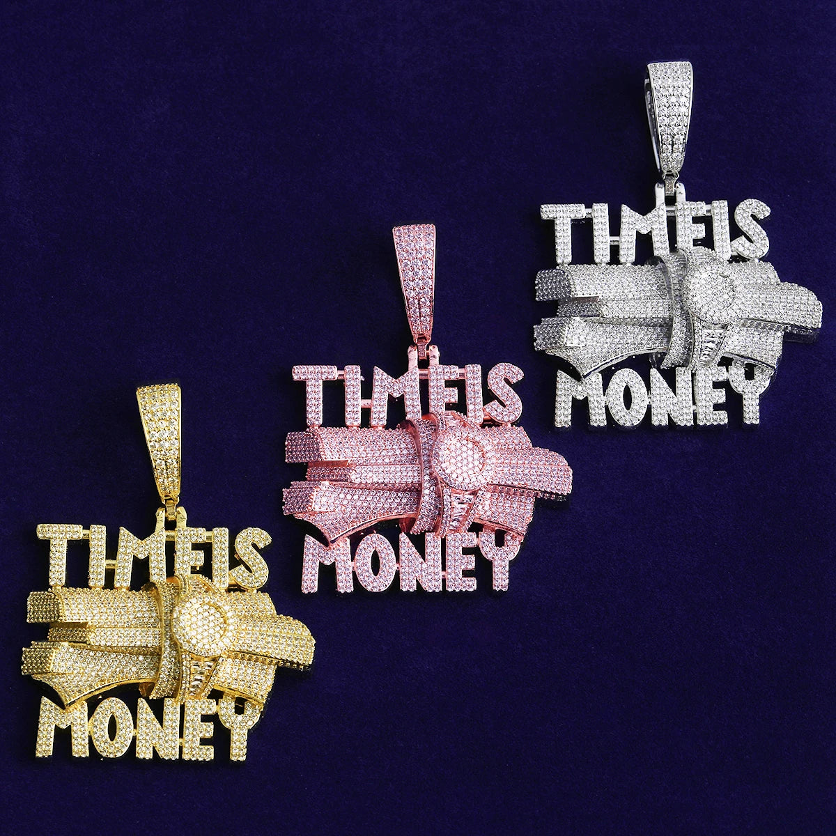 Time Is Money | Flooded Ice 5AA+ VVS Diamond CZ Iced Blinged Out Pendant