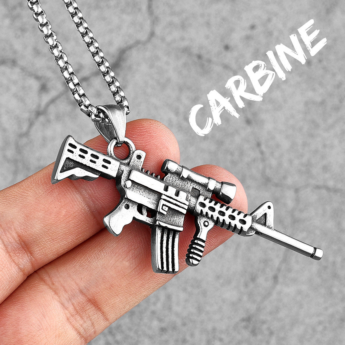 AK47 | No Fade 316L Stainless Steel Hip Hop 14k Gold Men's Gun Pendant Chain