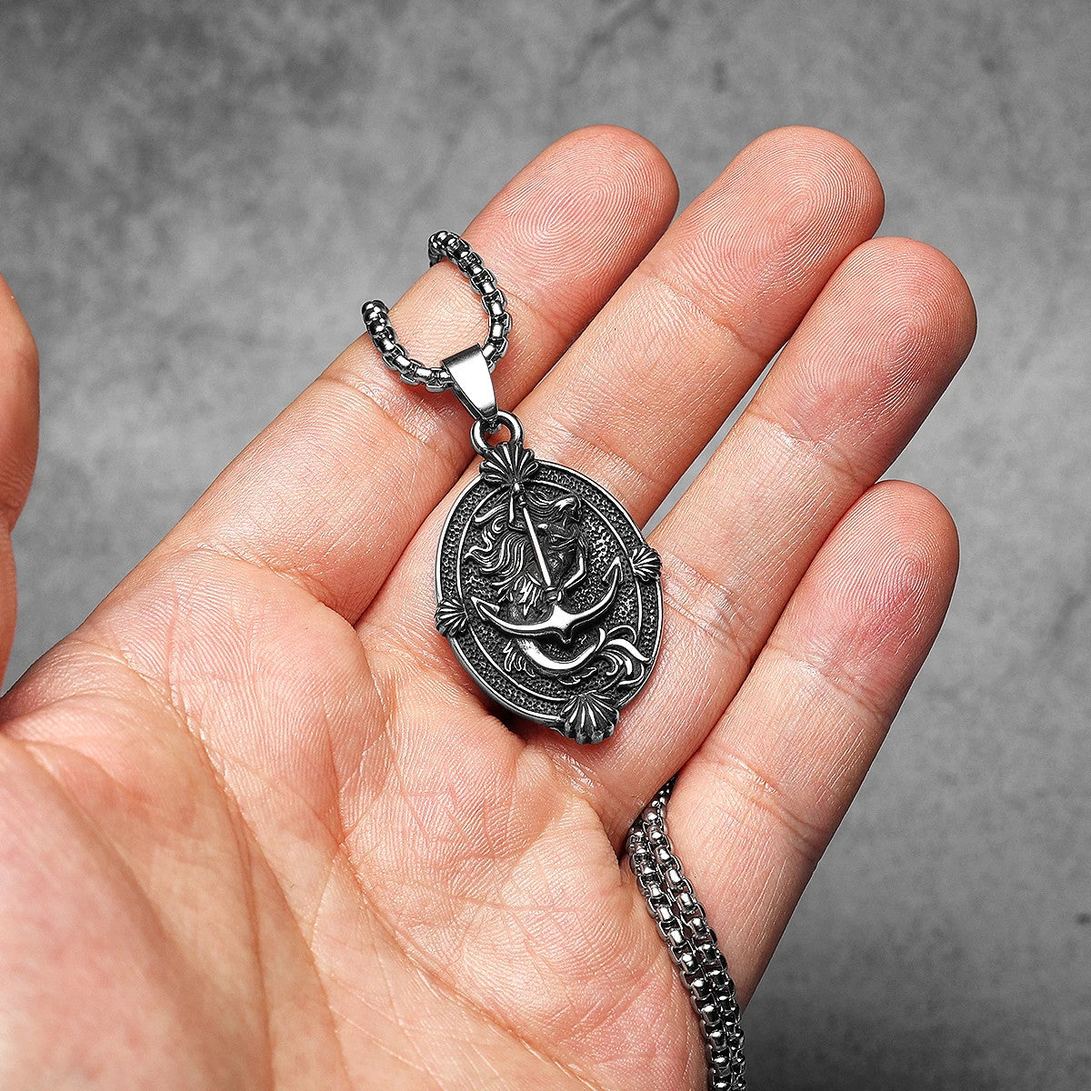 Anchor Mermaid | Solid Stainless Steel Mythical Melia Sea Amulet Necklace