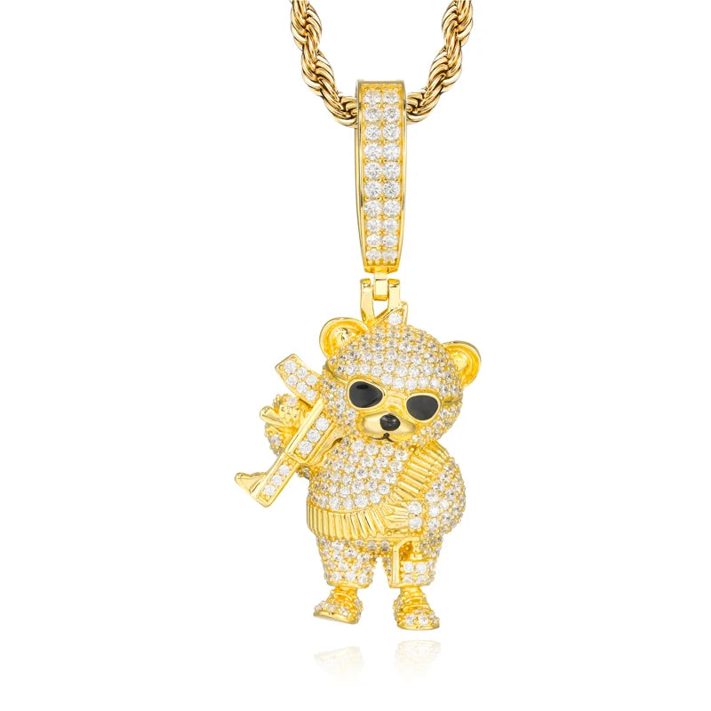 Chopper Style | Moissanite Diamond 925 Sterling Silver Stylish Ak47 Tufti The Bear Pendant