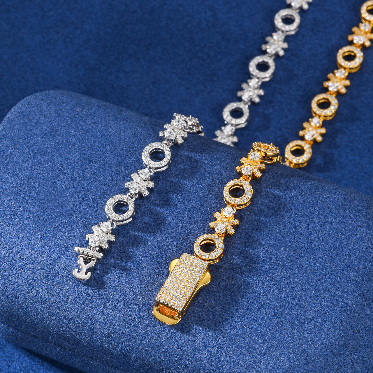 XOXO | Sterling Silver Love Moissanite Diamond Hip Hop 7MM 925 18k Gold Bracelets