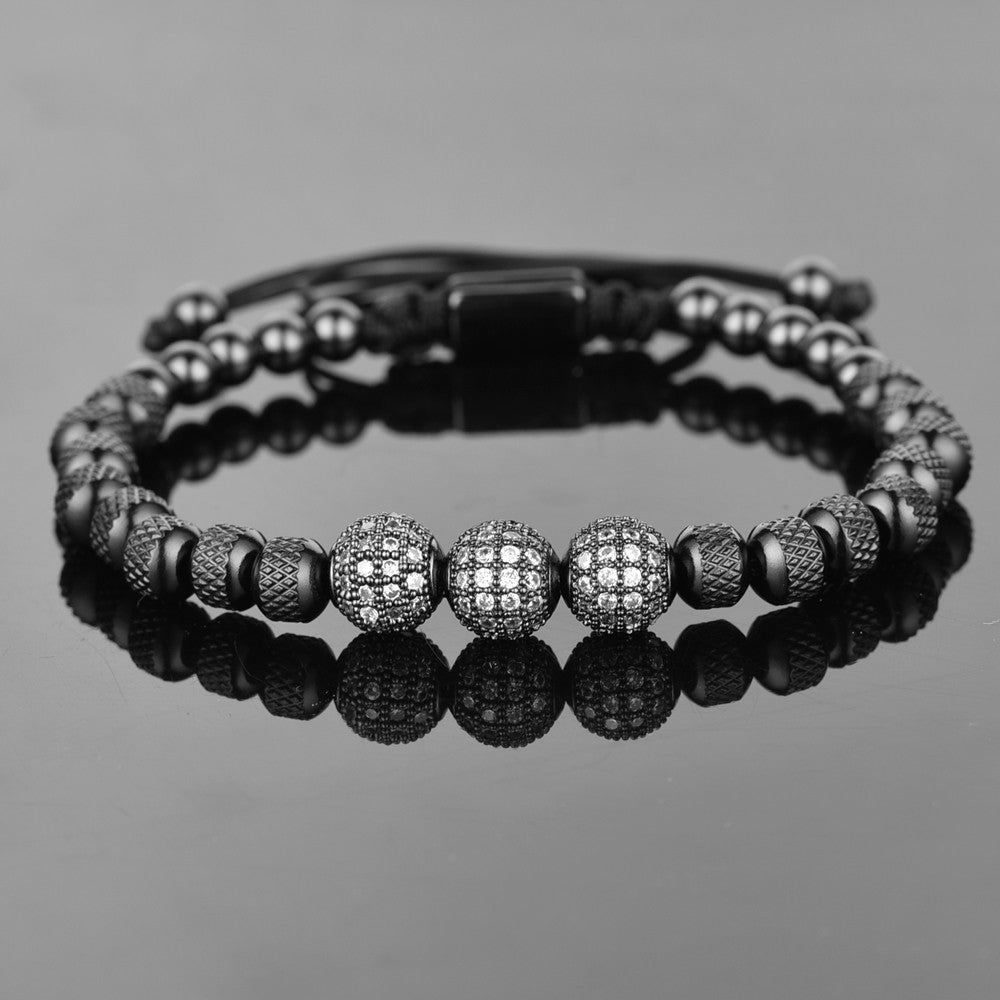 Heritage Bracelet | 3 Bead Micro Pave Stainless Steel Luxury Bracelets