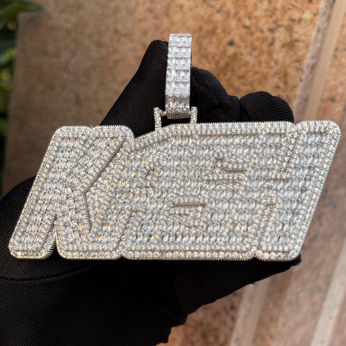 Fast Kash | Baguette Iced Blinged Out VVS Diamond CZ Hip Hop Nameplate Pendant