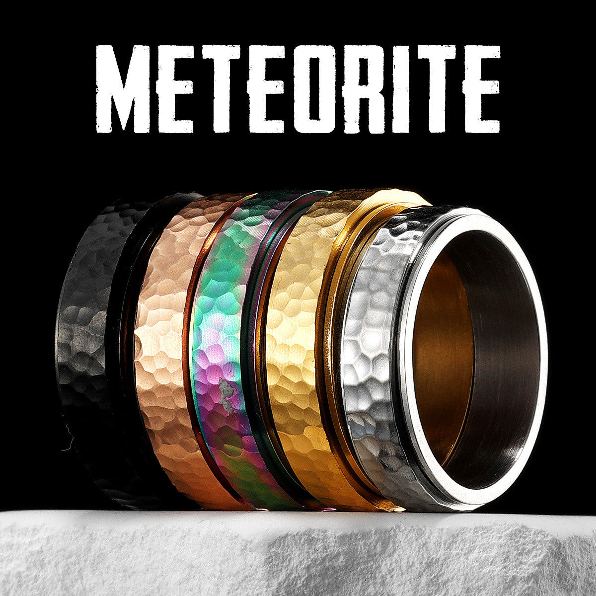 Meteorite | 316L No Fade Stainless Steel Fidget Spinner Style Street Style Rings