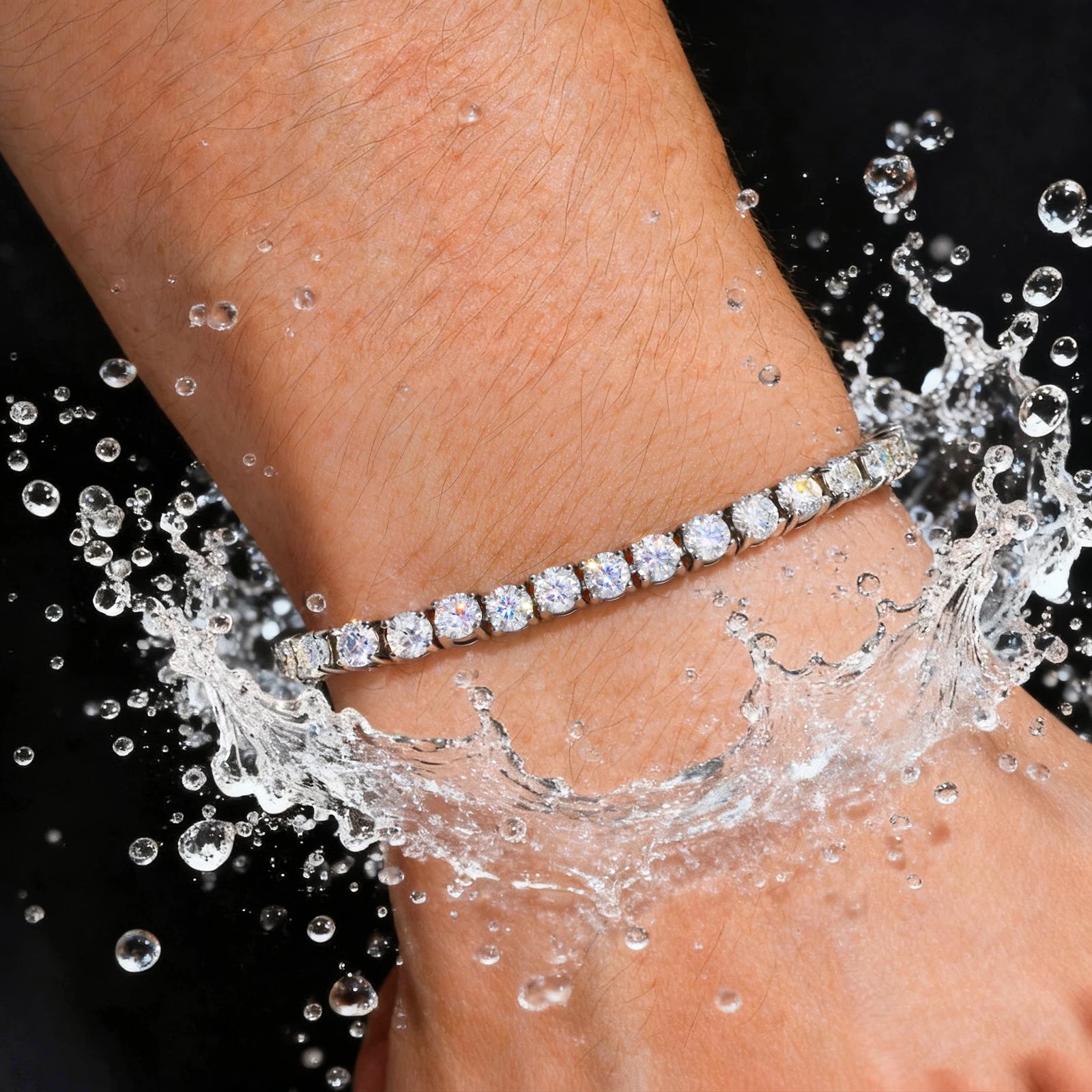 Solid 316L Stainless Steel D VVS1 Moissanite No Fading Tennis Bracelet