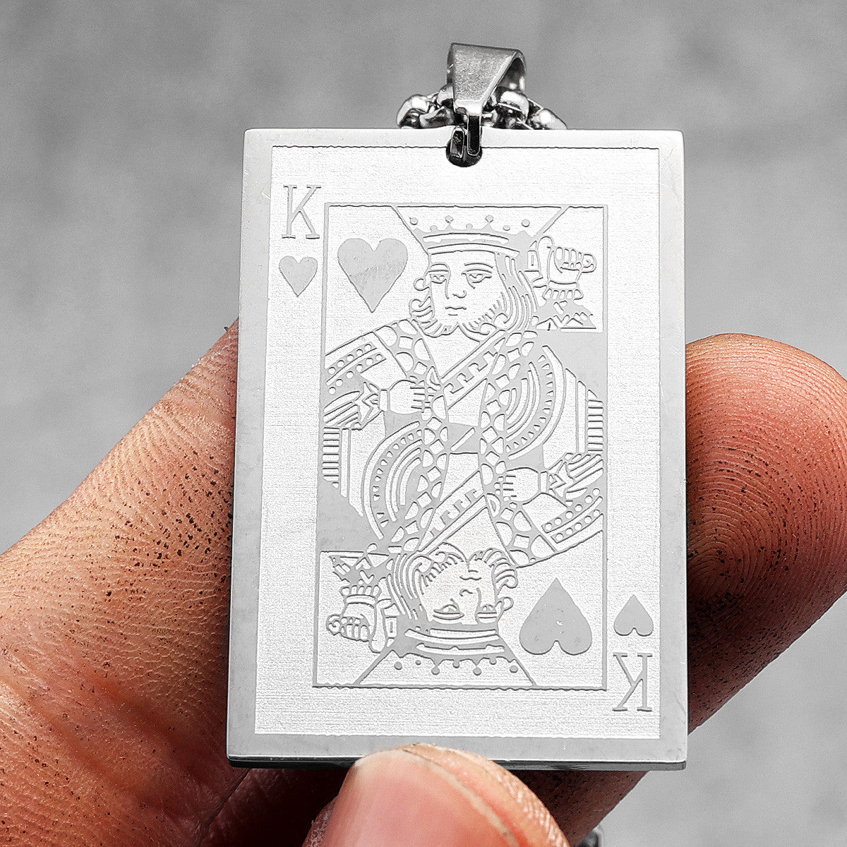 The Gambler ll | 18k Gold over No Fade Stainless Steel Poker King Spades Hearts Pendant