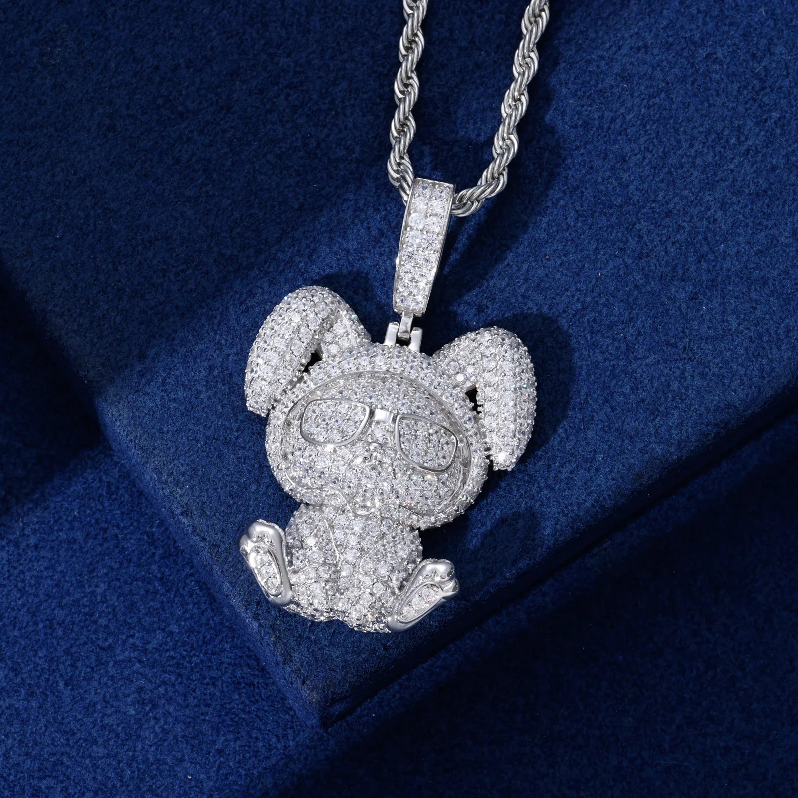 Kid-Bunny | 925 Sterling Silver Hip Hop Moissanite Diamond Kid Bunny Pendant